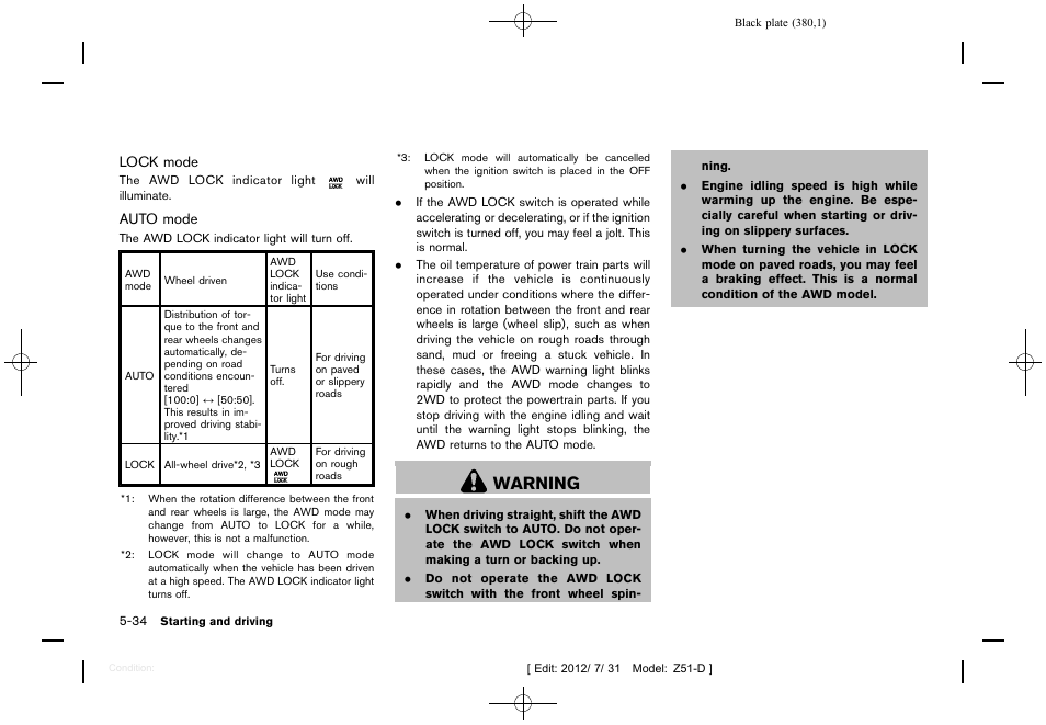 Warning | NISSAN 2013 Murano - Owner's Manual User Manual | Page 382 / 507