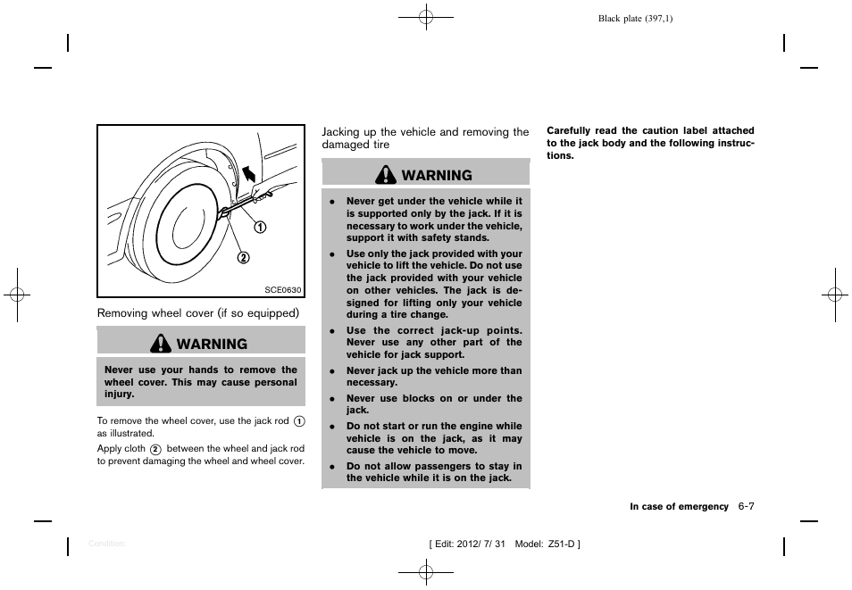 Warning | NISSAN 2013 Murano - Owner's Manual User Manual | Page 399 / 507