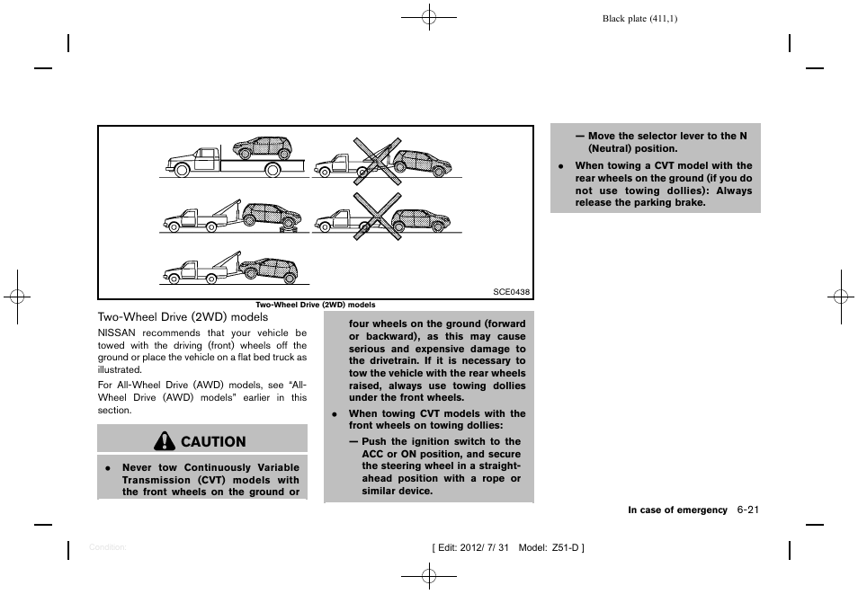 Caution | NISSAN 2013 Murano - Owner's Manual User Manual | Page 413 / 507