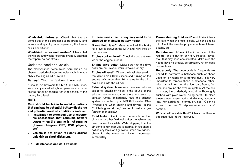 NISSAN 2013 Murano - Owner's Manual User Manual | Page 428 / 507