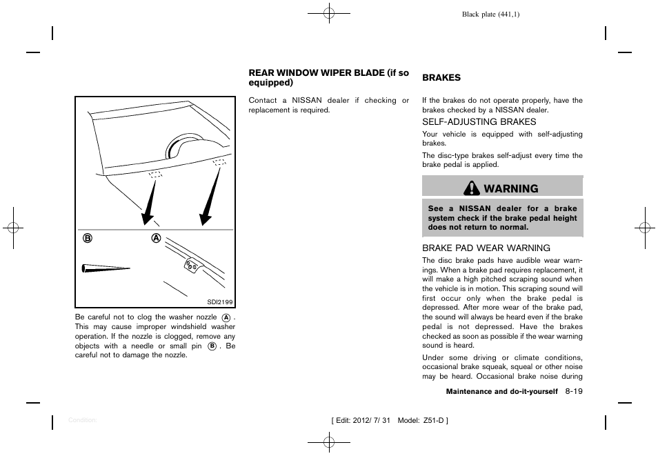 Warning | NISSAN 2013 Murano - Owner's Manual User Manual | Page 443 / 507
