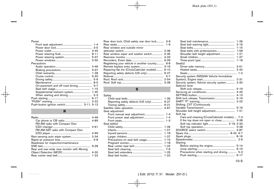 NISSAN 2013 Murano - Owner's Manual User Manual | Page 503 / 507