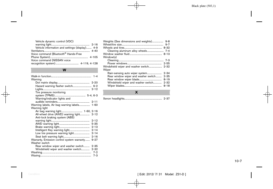 NISSAN 2013 Murano - Owner's Manual User Manual | Page 505 / 507