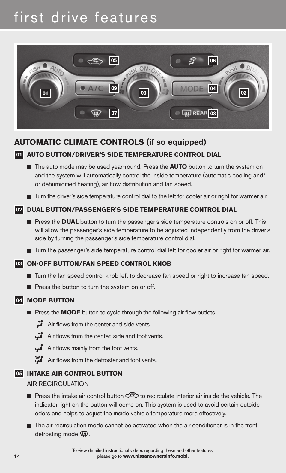 Automatic climate controls (if so equipped) | NISSAN 2013 Murano - Quick Reference Guide User Manual | Page 16 / 28