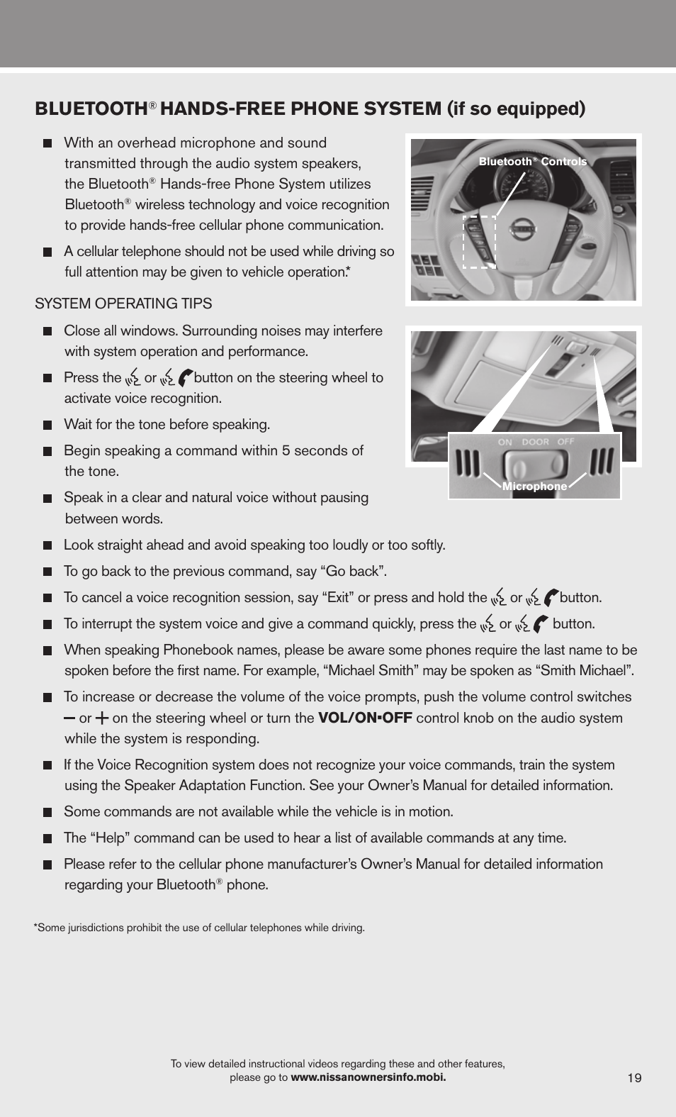 Bluetooth, Hands-free phone system (if so equipped) | NISSAN 2013 Murano - Quick Reference Guide User Manual | Page 21 / 28