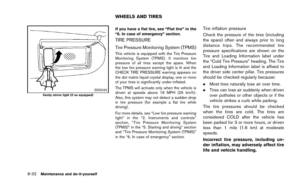 Wheels and tires -32, Tire pressure -32 | NISSAN 2014 Murano - Owner's Manual User Manual | Page 457 / 508