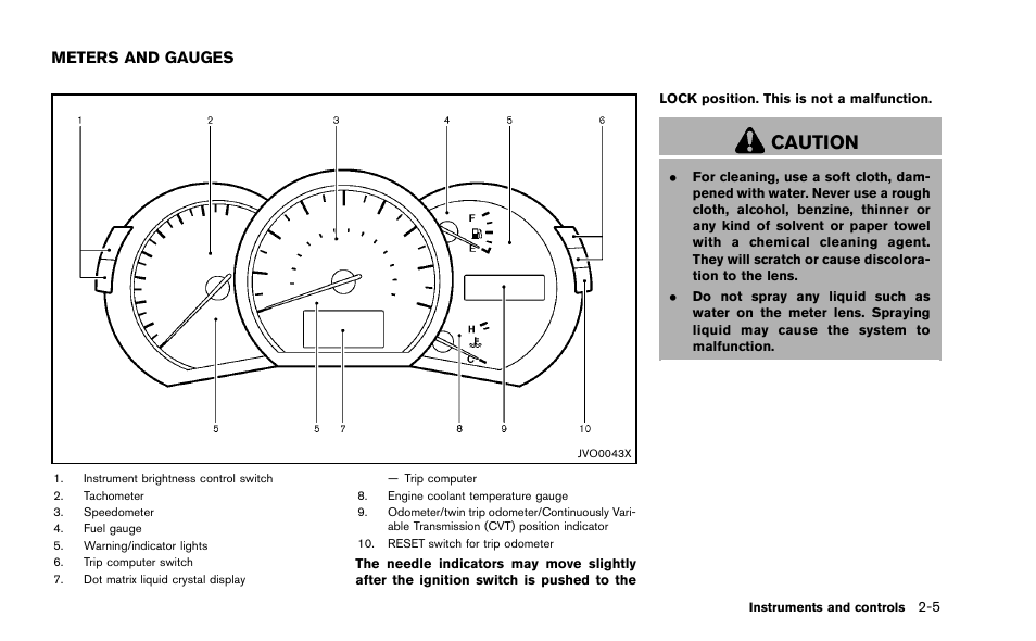 Meters and gauges -5, Caution | NISSAN 2014 Murano - Owner's Manual User Manual | Page 94 / 508