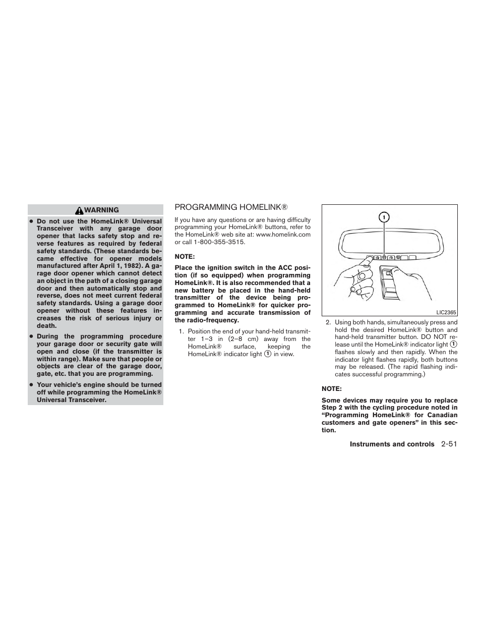 Programming homelink® -51 | NISSAN 2015 Murano - Owner's Manual User Manual | Page 138 / 418