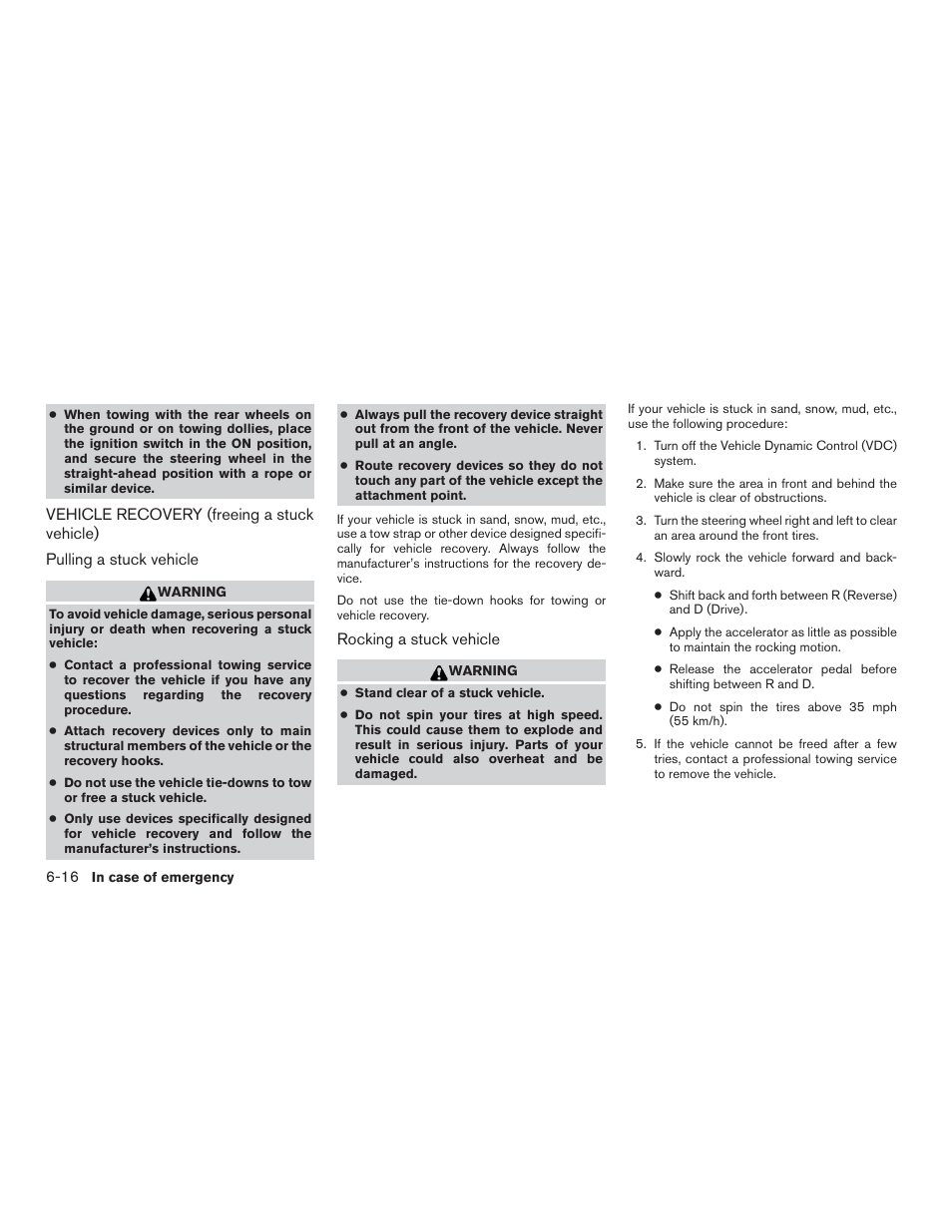 Vehicle recovery (freeing a stuck vehicle) -16 | NISSAN 2015 Murano - Owner's Manual User Manual | Page 333 / 418