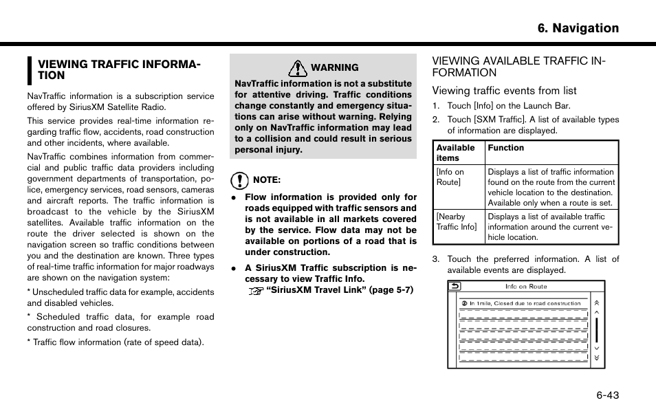 Viewing traffic information -43, Viewing available traffic information -43, Navigation | NISSAN 2015 Murano - Navigation System Owner's Manual User Manual | Page 127 / 203
