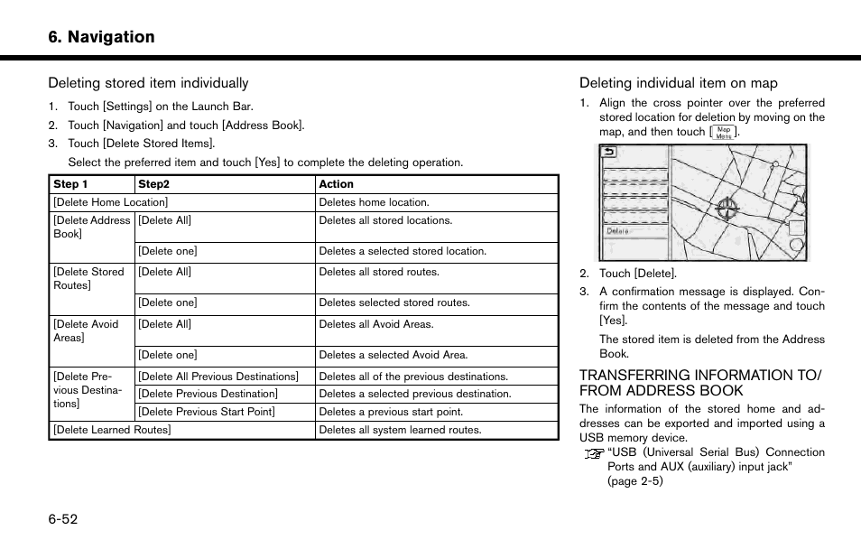Transferring information to/from address book -52, Navigation | NISSAN 2015 Murano - Navigation System Owner's Manual User Manual | Page 136 / 203