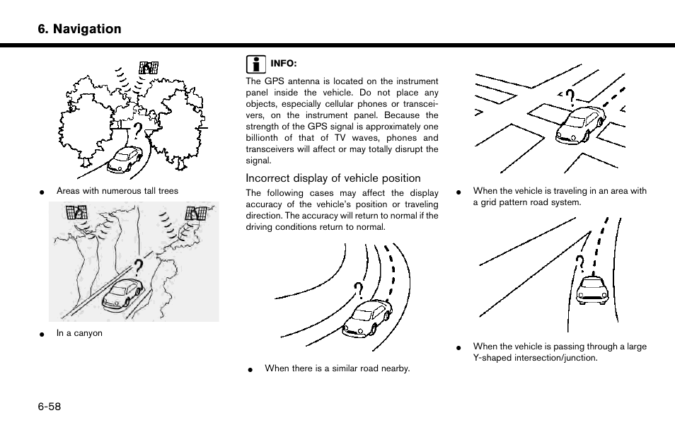 Navigation, Incorrect display of vehicle position | NISSAN 2015 Murano - Navigation System Owner's Manual User Manual | Page 142 / 203