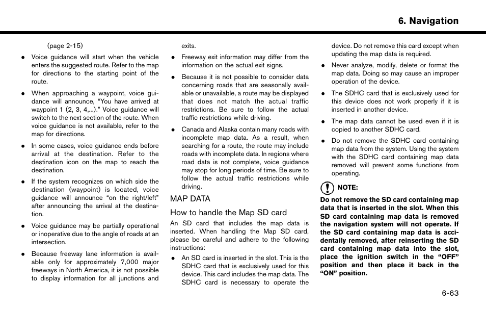 Map data -63, Navigation | NISSAN 2015 Murano - Navigation System Owner's Manual User Manual | Page 147 / 203