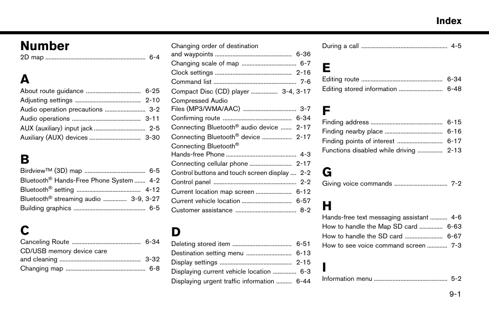 Number | NISSAN 2015 Murano - Navigation System Owner's Manual User Manual | Page 195 / 203