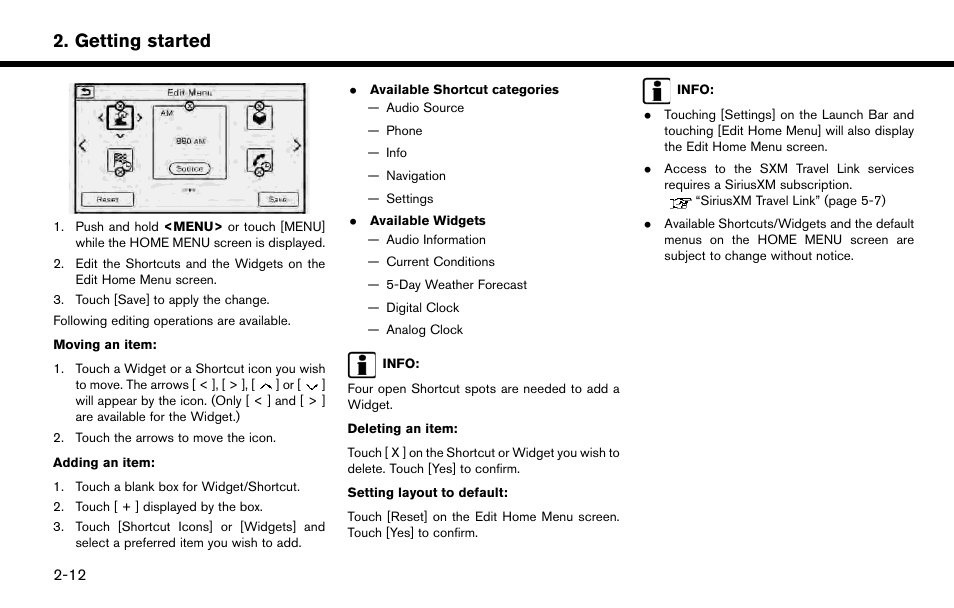 Getting started | NISSAN 2015 Murano - Navigation System Owner's Manual User Manual | Page 24 / 203