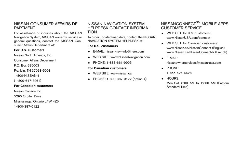 NISSAN 2015 Murano - Navigation System Owner's Manual User Manual | Page 3 / 203