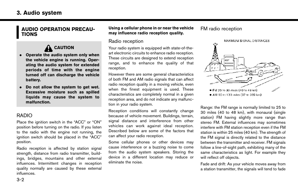 Audio operation precautions -2, Radio -2, Audio system | NISSAN 2015 Murano - Navigation System Owner's Manual User Manual | Page 32 / 203