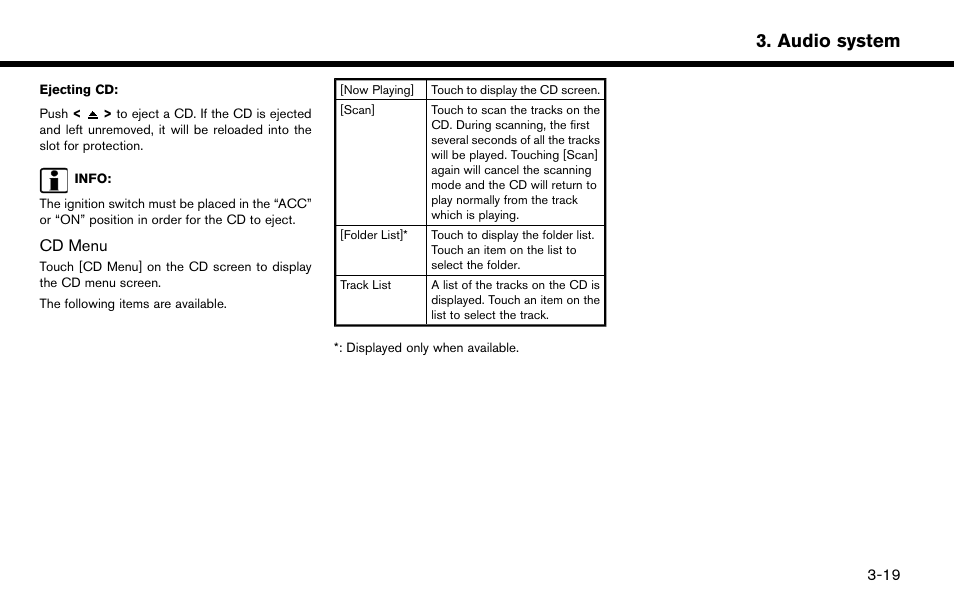 Audio system | NISSAN 2015 Murano - Navigation System Owner's Manual User Manual | Page 49 / 203