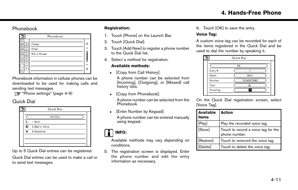 Hands-free phone | NISSAN 2015 Murano - Navigation System Owner's Manual User Manual | Page 73 / 203