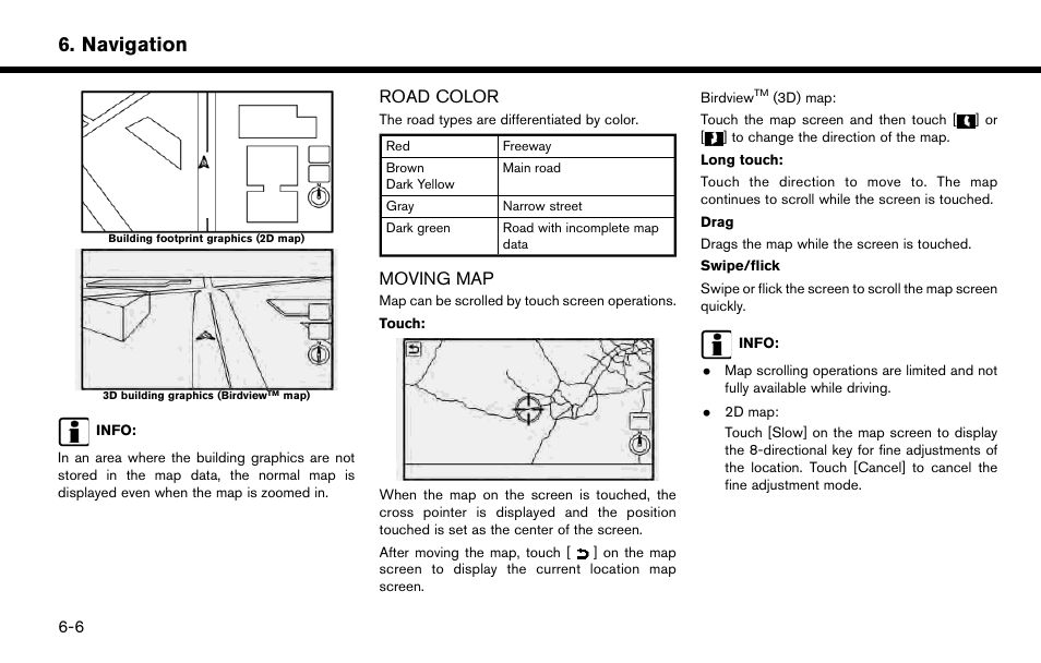 Road color -6 moving map -6, Navigation, Road color | Moving map | NISSAN 2015 Murano - Navigation System Owner's Manual User Manual | Page 90 / 203