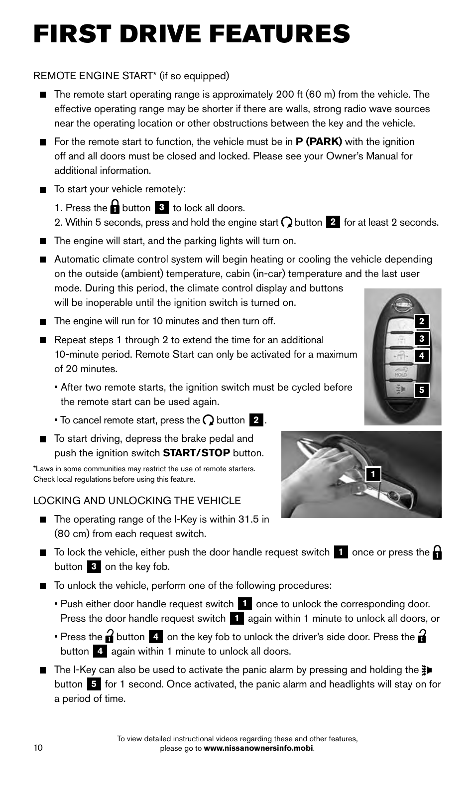 First drive features | NISSAN 2015 Murano - Quick Reference Guide User Manual | Page 12 / 36