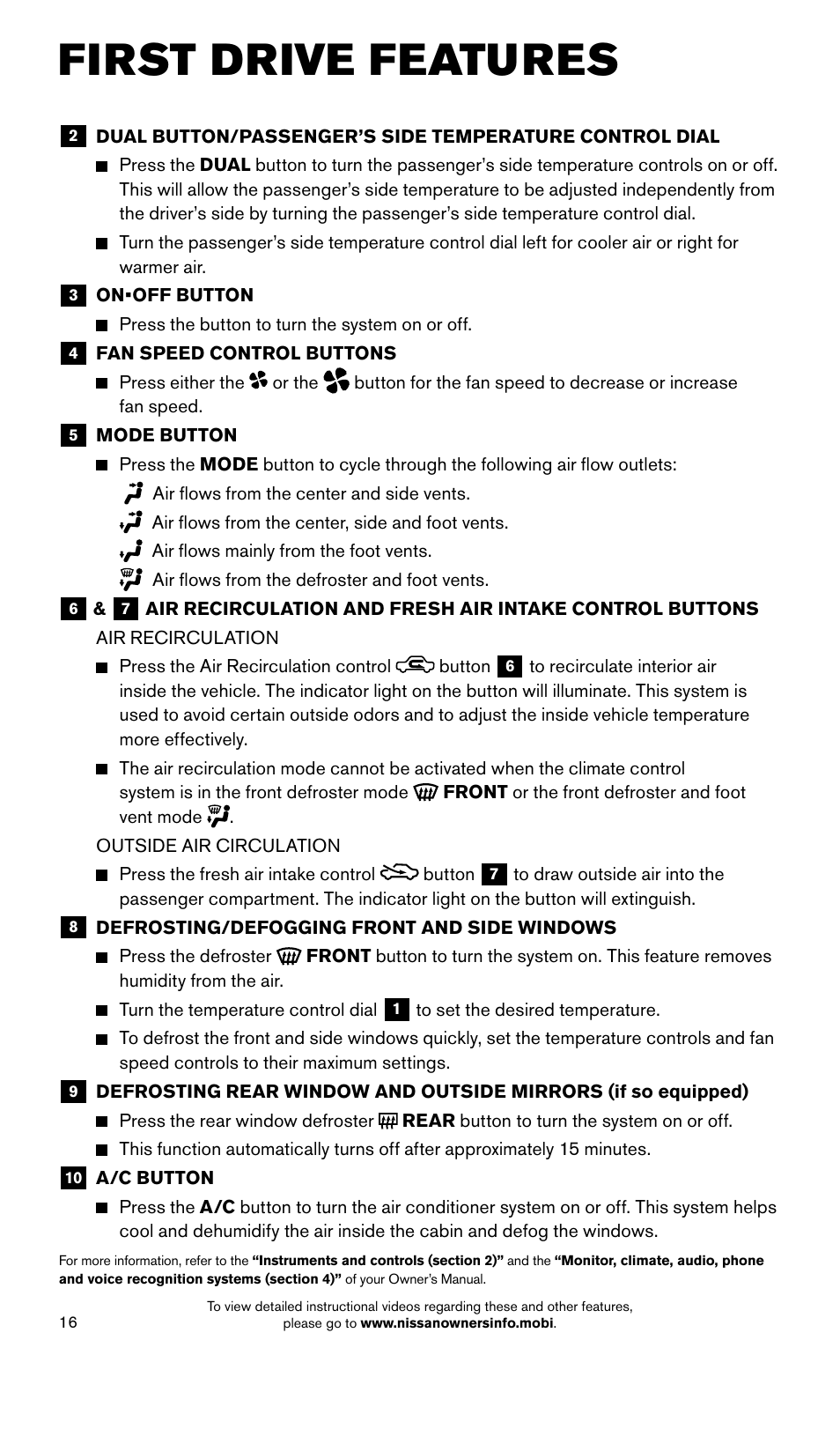 First drive features | NISSAN 2015 Murano - Quick Reference Guide User Manual | Page 18 / 36