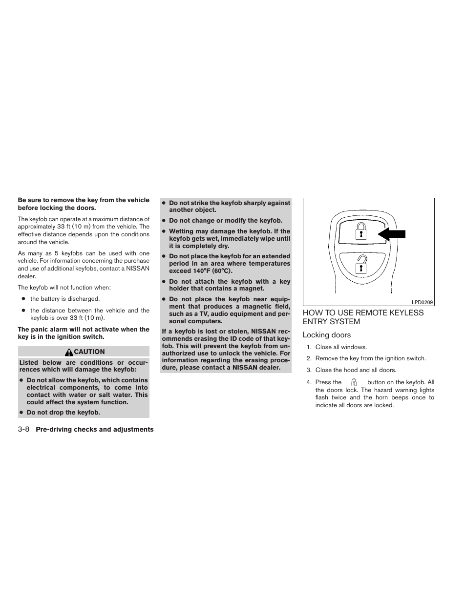 How to use remote keyless entry system -8 | NISSAN 2011 Pathfinder - Owner's Manual User Manual | Page 145 / 474