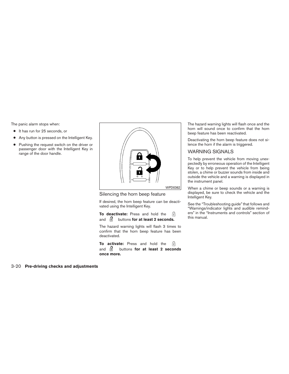 Warning signals -20 | NISSAN 2011 Pathfinder - Owner's Manual User Manual | Page 157 / 474