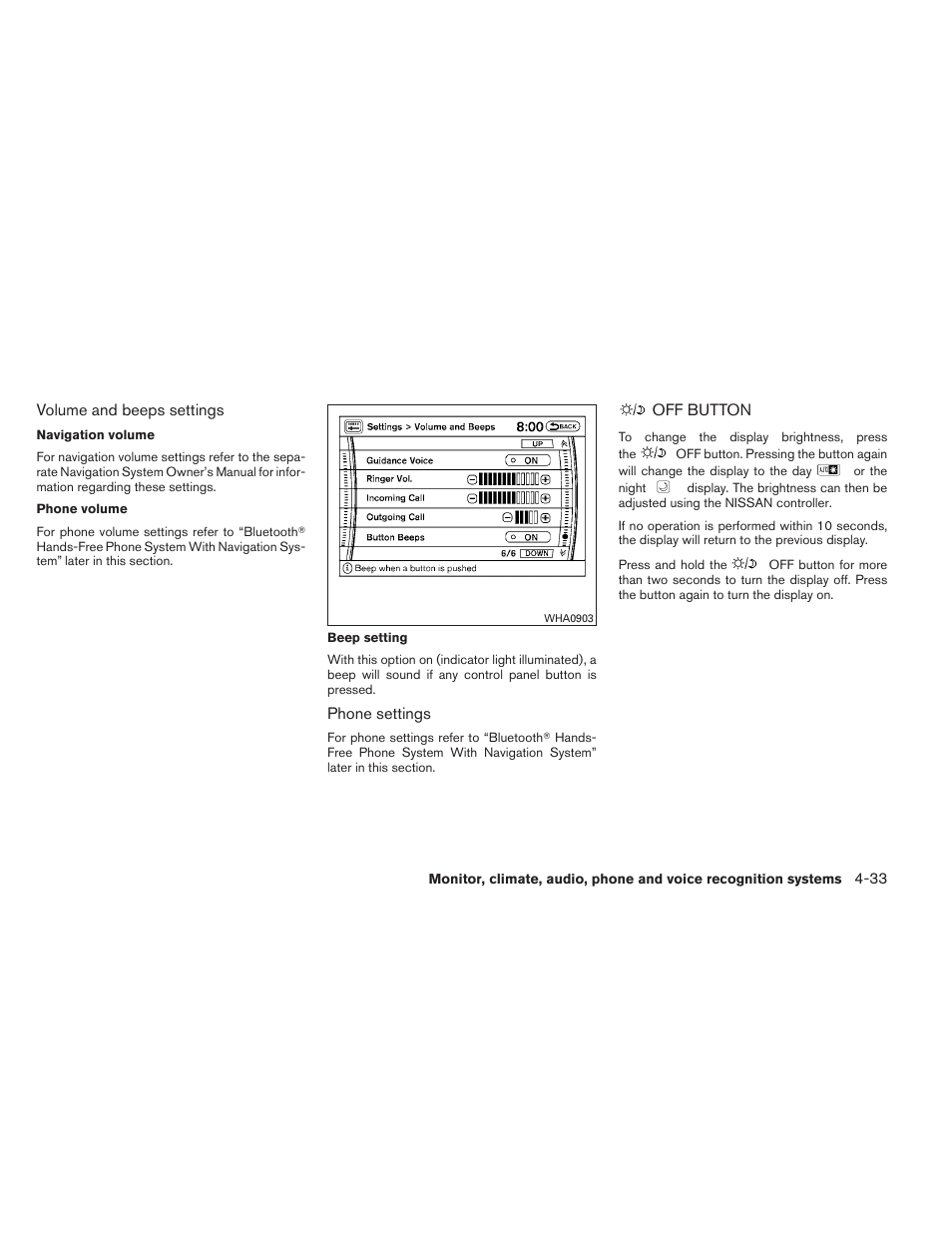 Off button -33 | NISSAN 2011 Pathfinder - Owner's Manual User Manual | Page 204 / 474