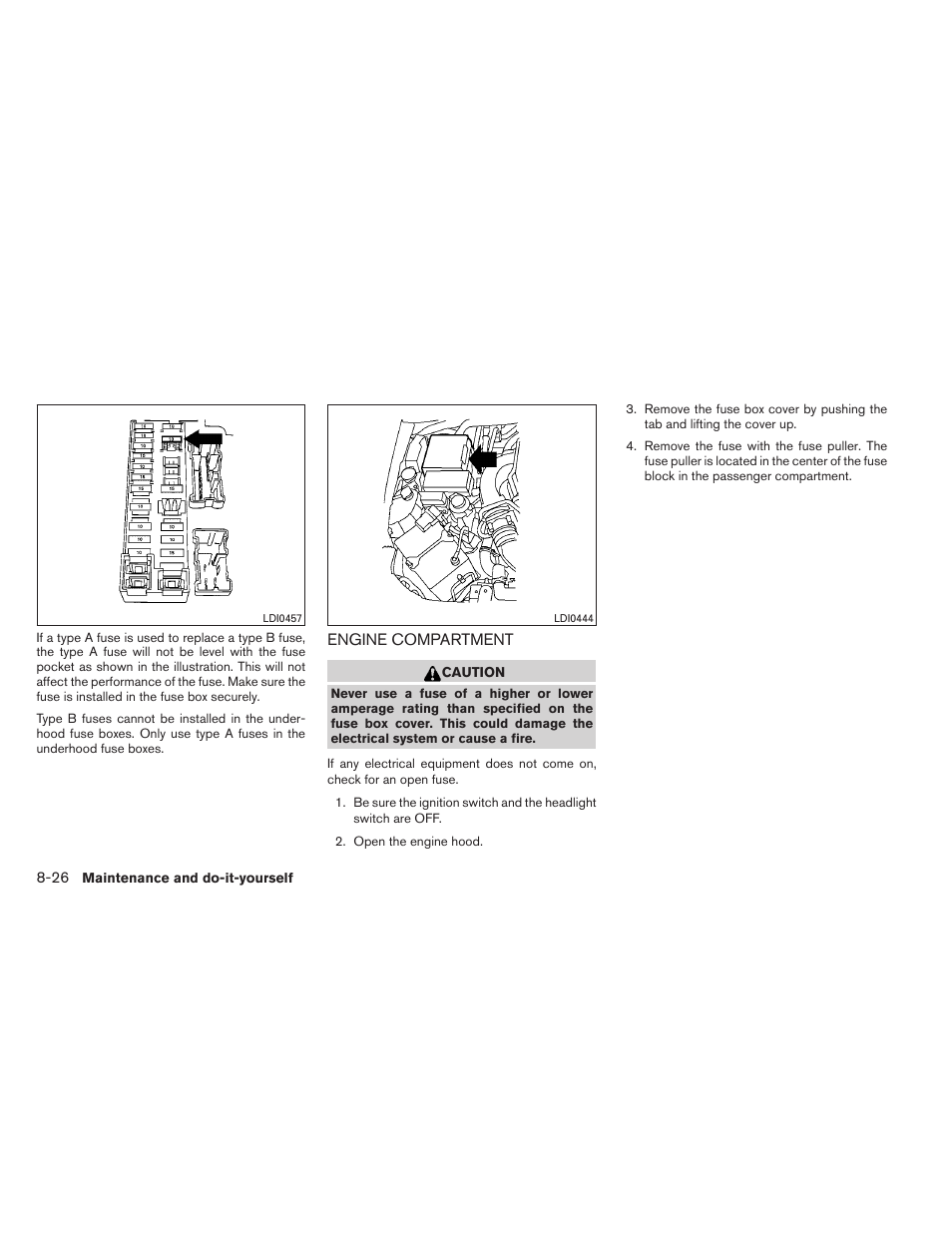 Engine compartment -26 | NISSAN 2011 Pathfinder - Owner's Manual User Manual | Page 411 / 474