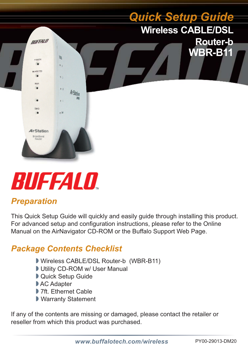 Buffalo Technology WBR-B11 User Manual | 10 pages