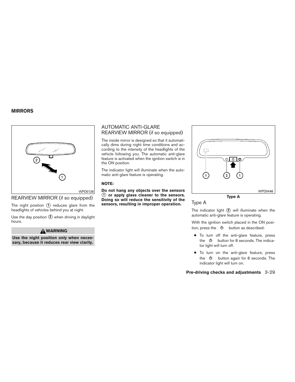 Mirrors -29 | NISSAN 2012 Pathfinder - Owner's Manual User Manual | Page 168 / 480