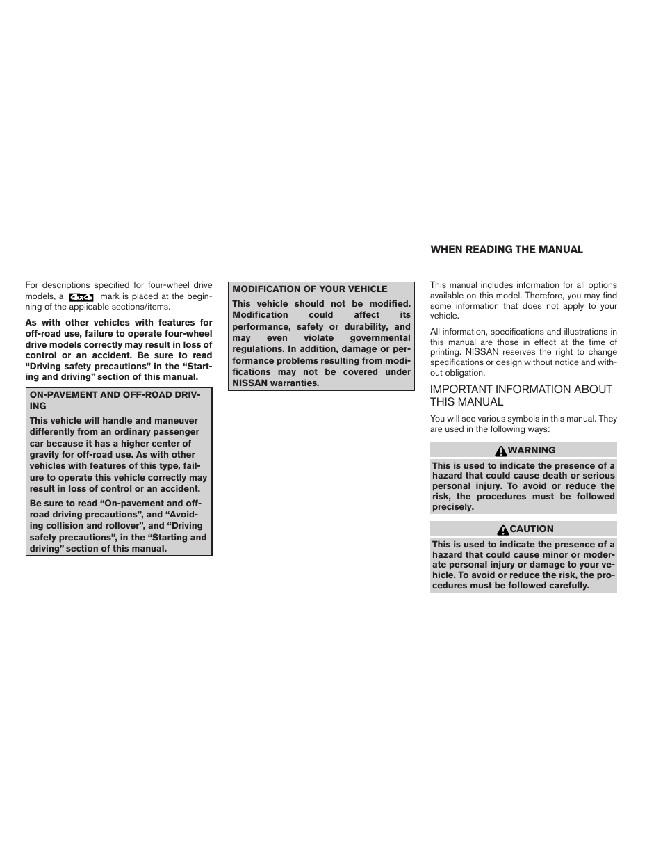 NISSAN 2012 Pathfinder - Owner's Manual User Manual | Page 3 / 480