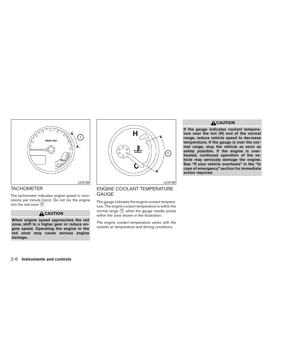 Tachometer -6 engine coolant temperature gauge -6 | NISSAN 2012 Pathfinder - Owner's Manual User Manual | Page 91 / 480