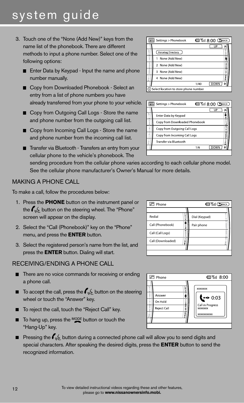 System guide | NISSAN 2012 Pathfinder - Quick Reference Guide User Manual | Page 14 / 20