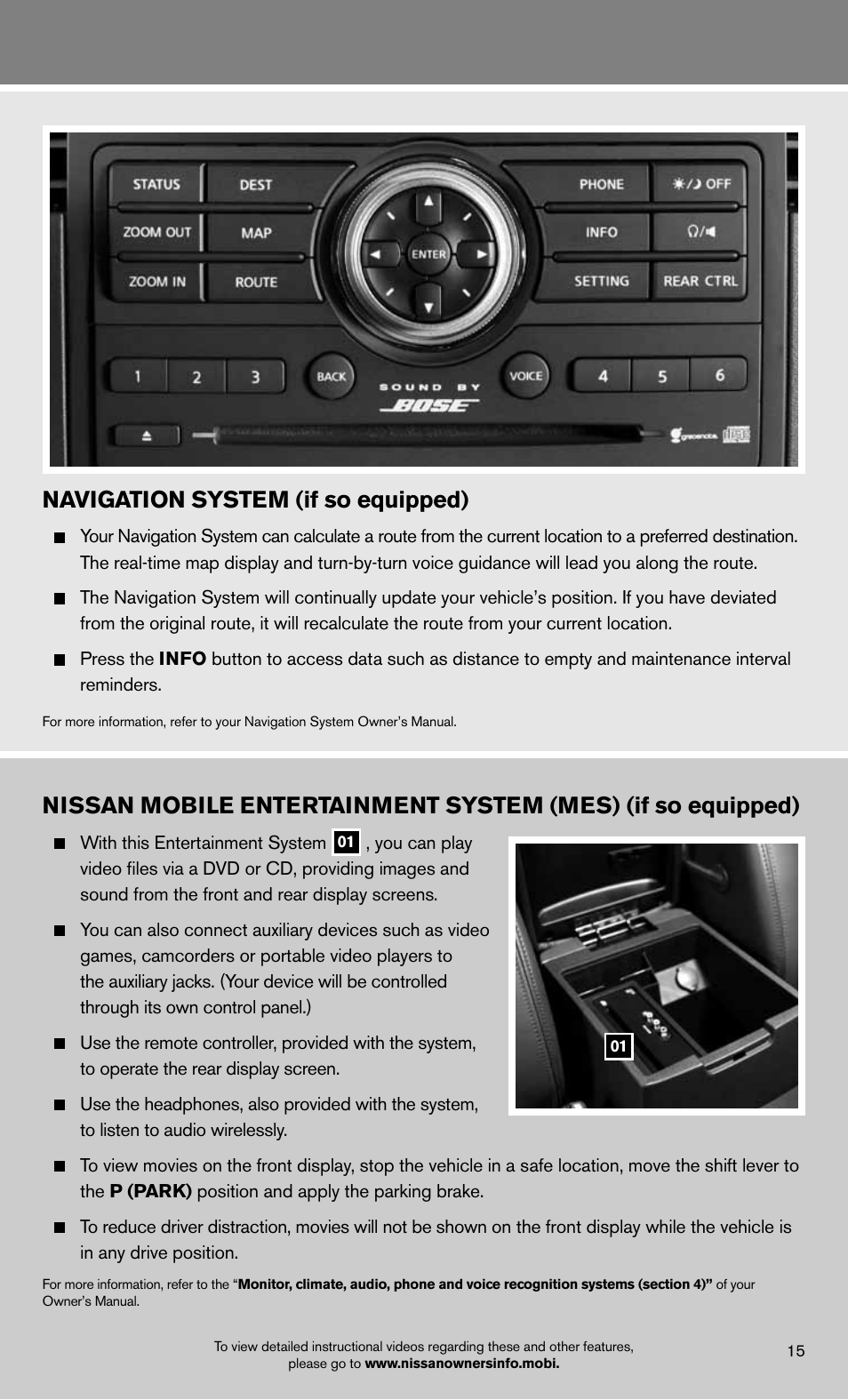 Navigation system (if so equipped) | NISSAN 2012 Pathfinder - Quick Reference Guide User Manual | Page 17 / 20