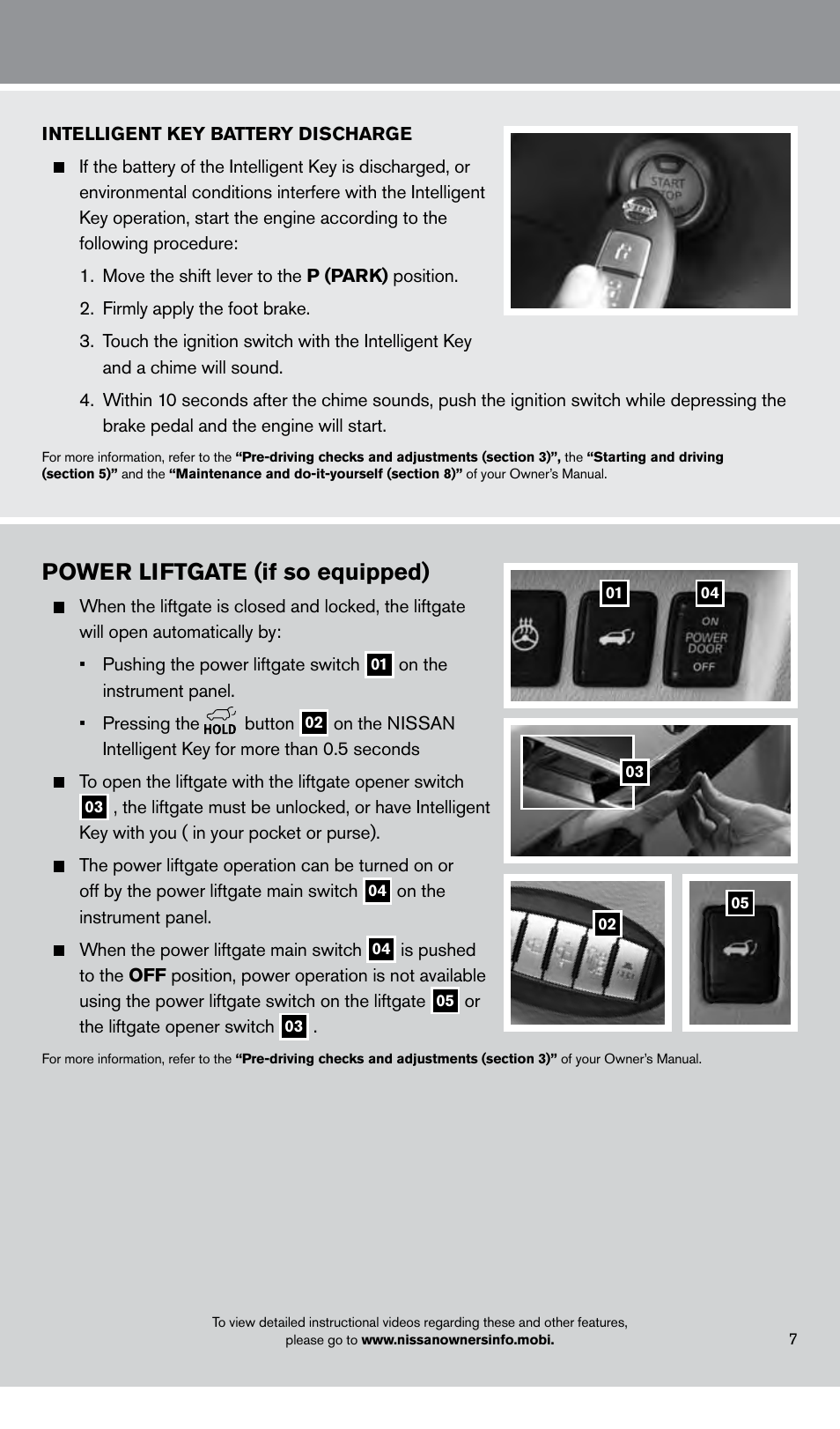 Power liftgate (if so equipped) | NISSAN 2013 Pathfinder - Quick Reference Guide User Manual | Page 9 / 28