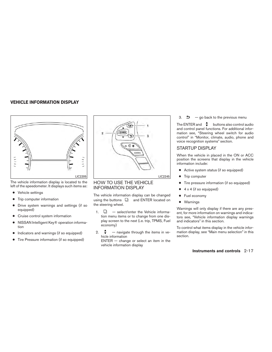 Vehicle information display -17 | NISSAN 2014 Pathfinder - Owner's Manual User Manual | Page 104 / 492