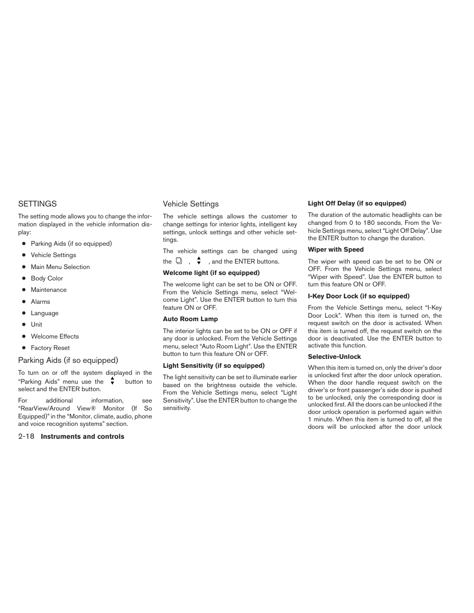 Settings -18 | NISSAN 2014 Pathfinder - Owner's Manual User Manual | Page 105 / 492