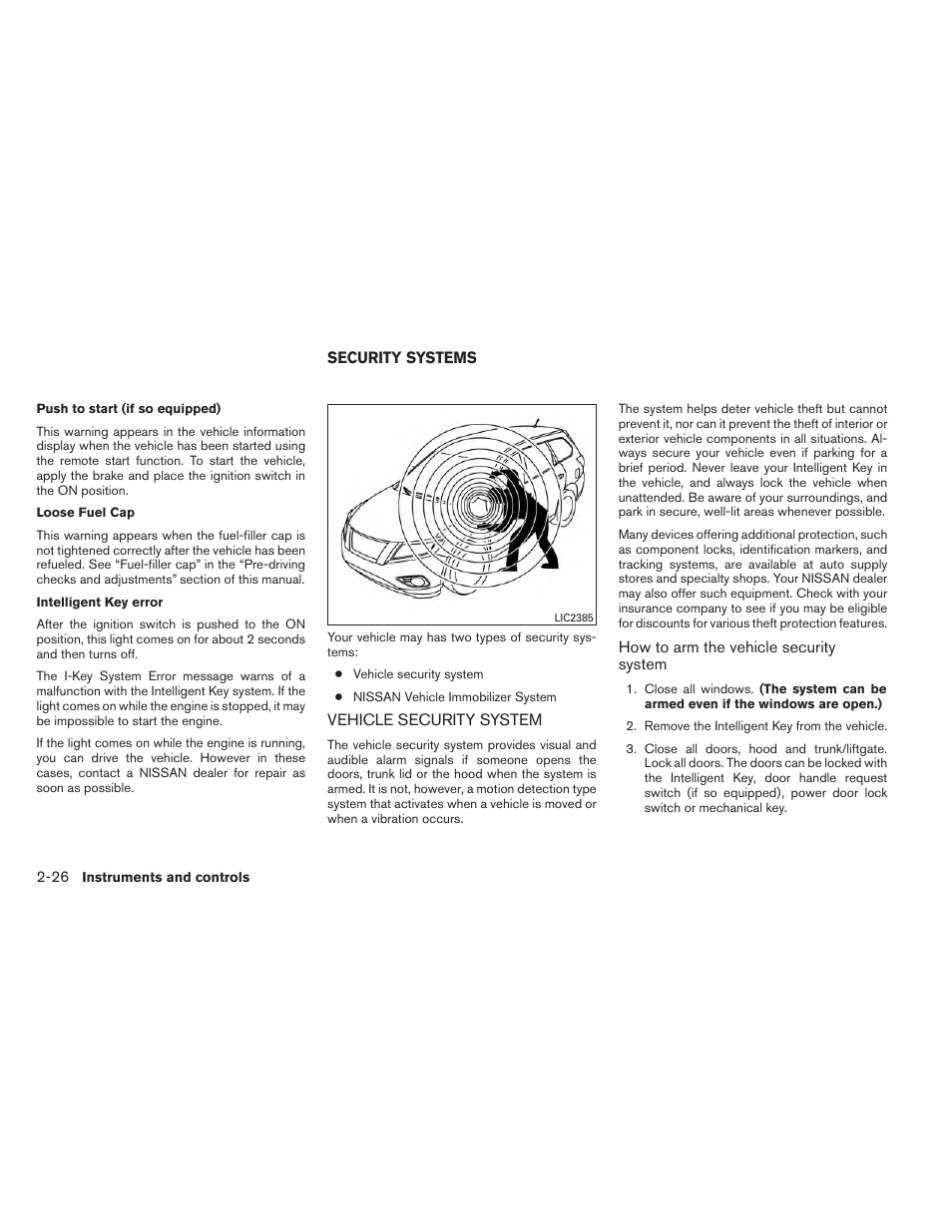 Security systems -26, Vehicle security system -26 | NISSAN 2014 Pathfinder - Owner's Manual User Manual | Page 113 / 492