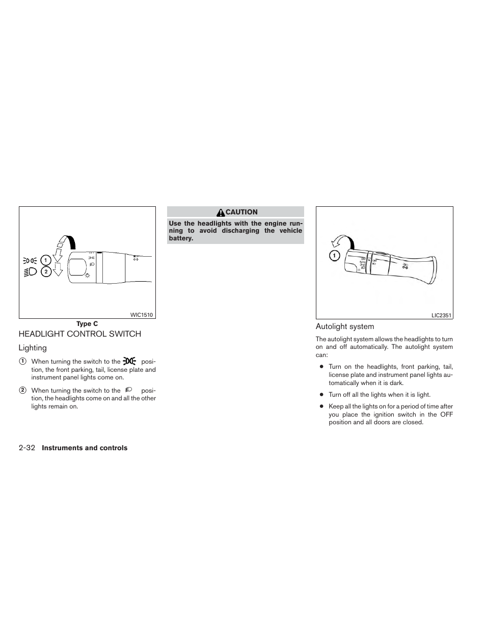 Headlight control switch -32 | NISSAN 2014 Pathfinder - Owner's Manual User Manual | Page 119 / 492