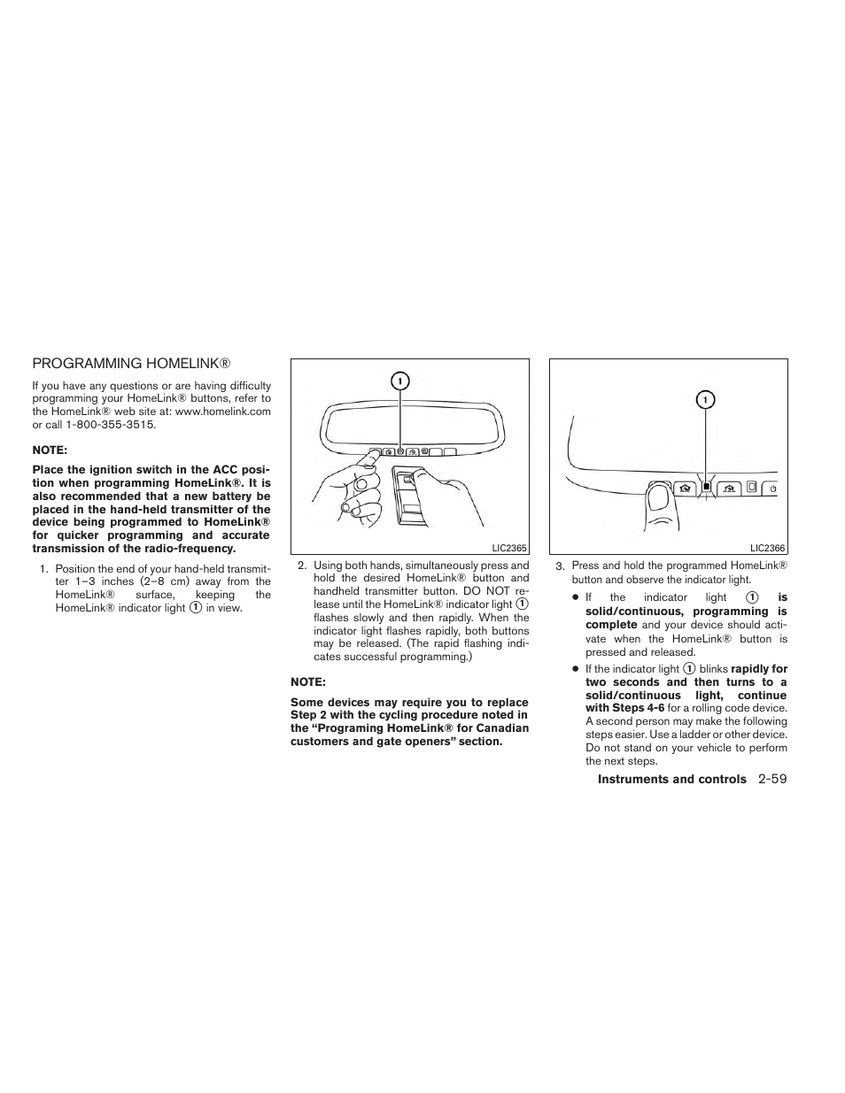 Programming homelink® -59 | NISSAN 2014 Pathfinder - Owner's Manual User Manual | Page 146 / 492