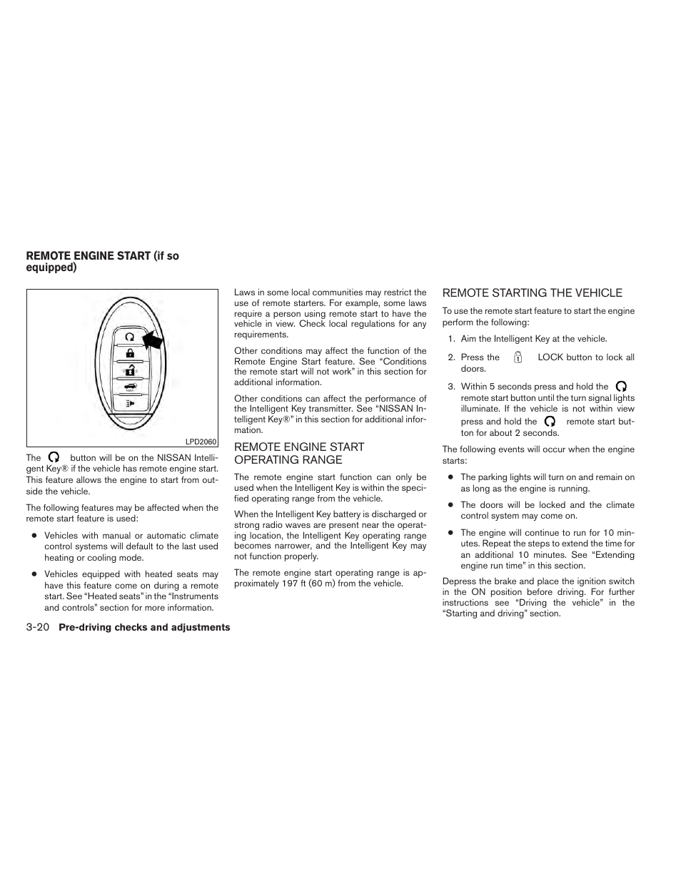 Remote engine start (if so equipped) -20 | NISSAN 2014 Pathfinder - Owner's Manual User Manual | Page 171 / 492