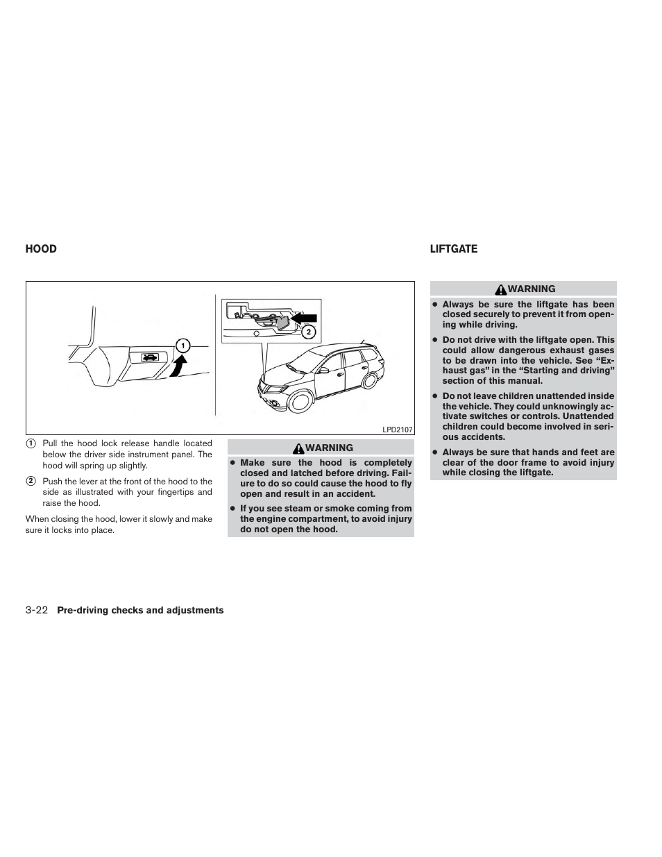 Hood -22 liftgate -22 | NISSAN 2014 Pathfinder - Owner's Manual User Manual | Page 173 / 492