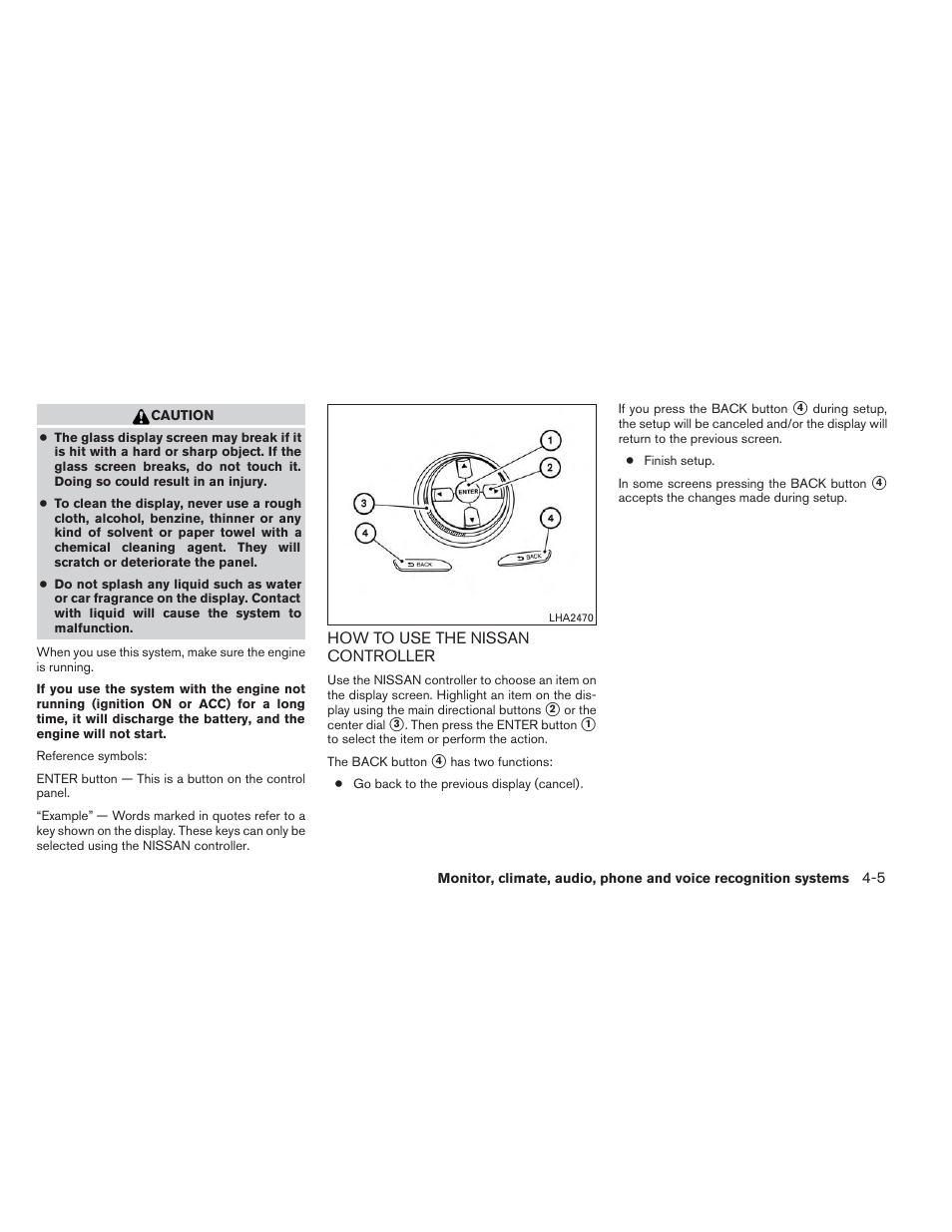 How to use the nissan controller -5 | NISSAN 2014 Pathfinder - Owner's Manual User Manual | Page 196 / 492