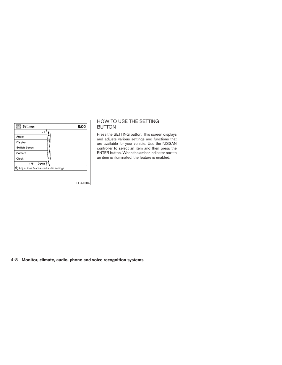 How to use the setting button -8 | NISSAN 2014 Pathfinder - Owner's Manual User Manual | Page 199 / 492