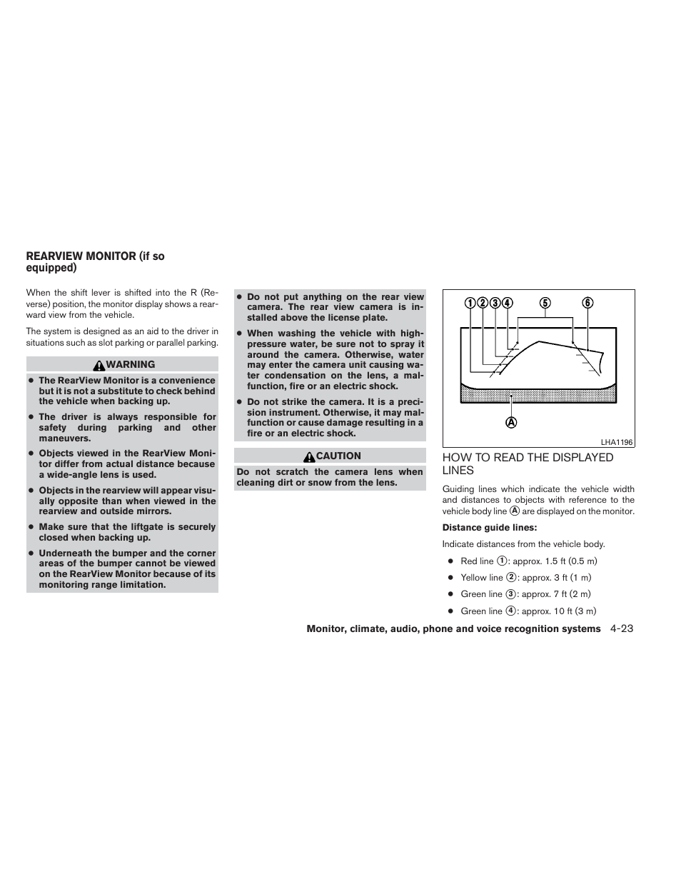 Rearview monitor (if so equipped) -23, How to read the displayed lines -23 | NISSAN 2014 Pathfinder - Owner's Manual User Manual | Page 214 / 492