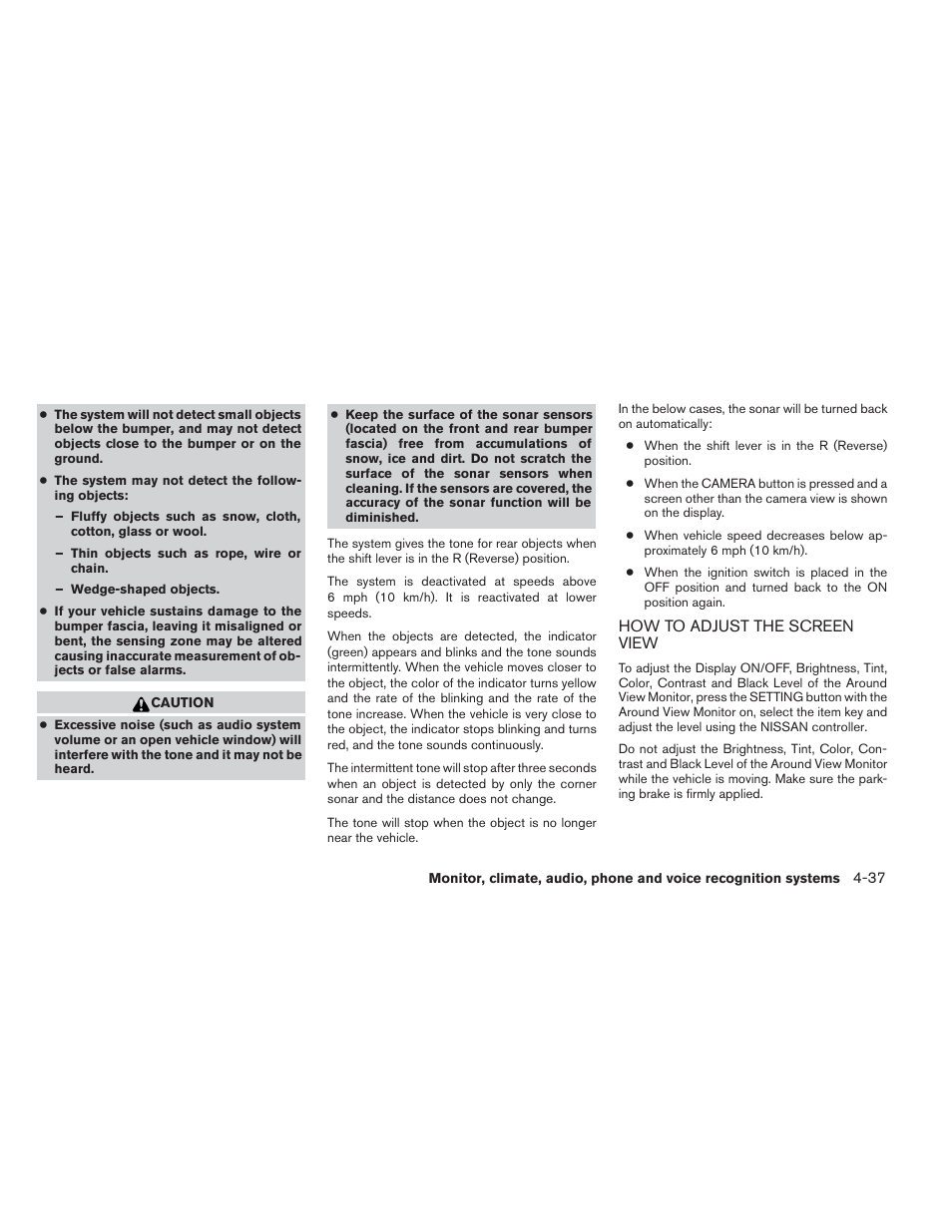 How to adjust the screen view -37 | NISSAN 2014 Pathfinder - Owner's Manual User Manual | Page 228 / 492