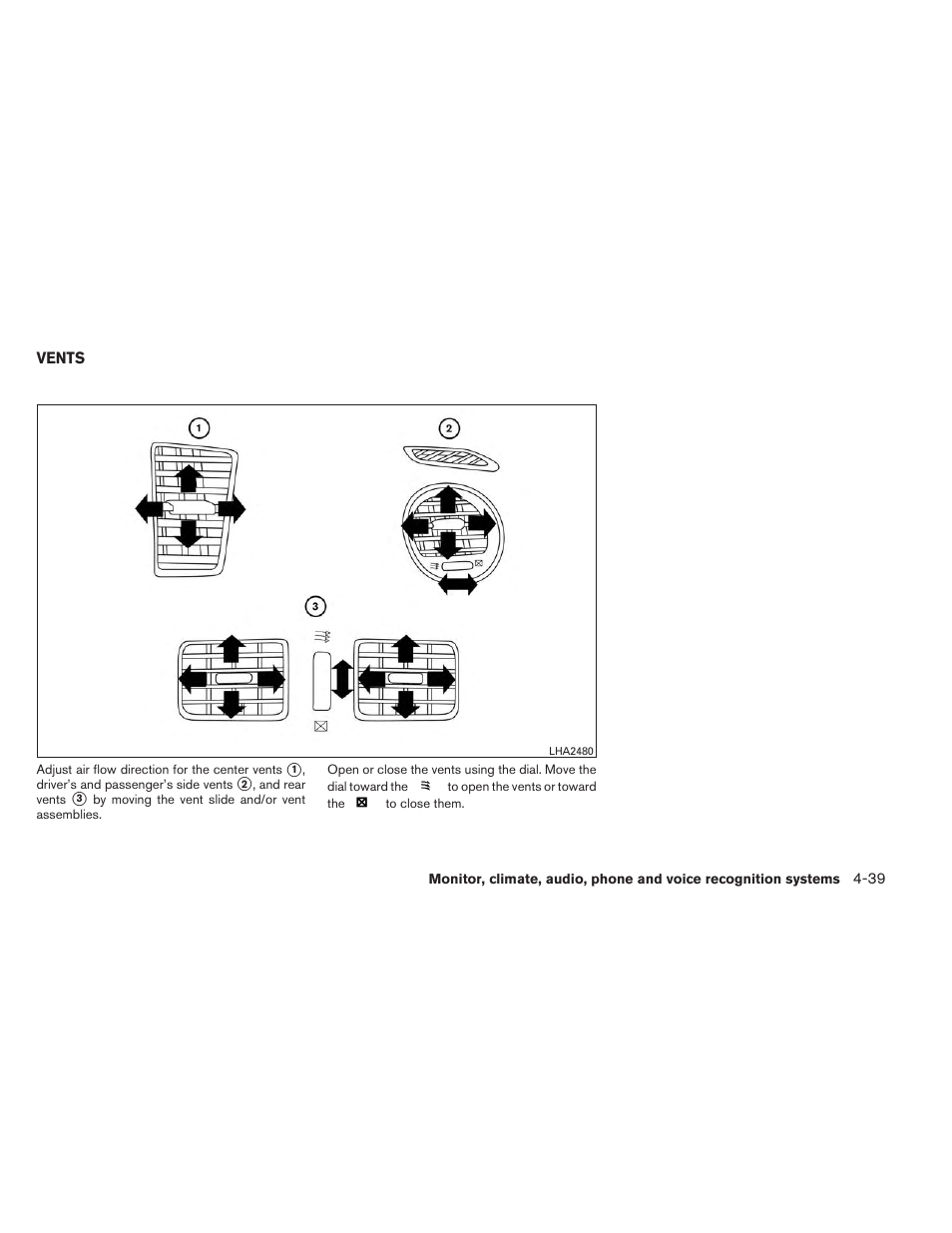 Vents -39 | NISSAN 2014 Pathfinder - Owner's Manual User Manual | Page 230 / 492