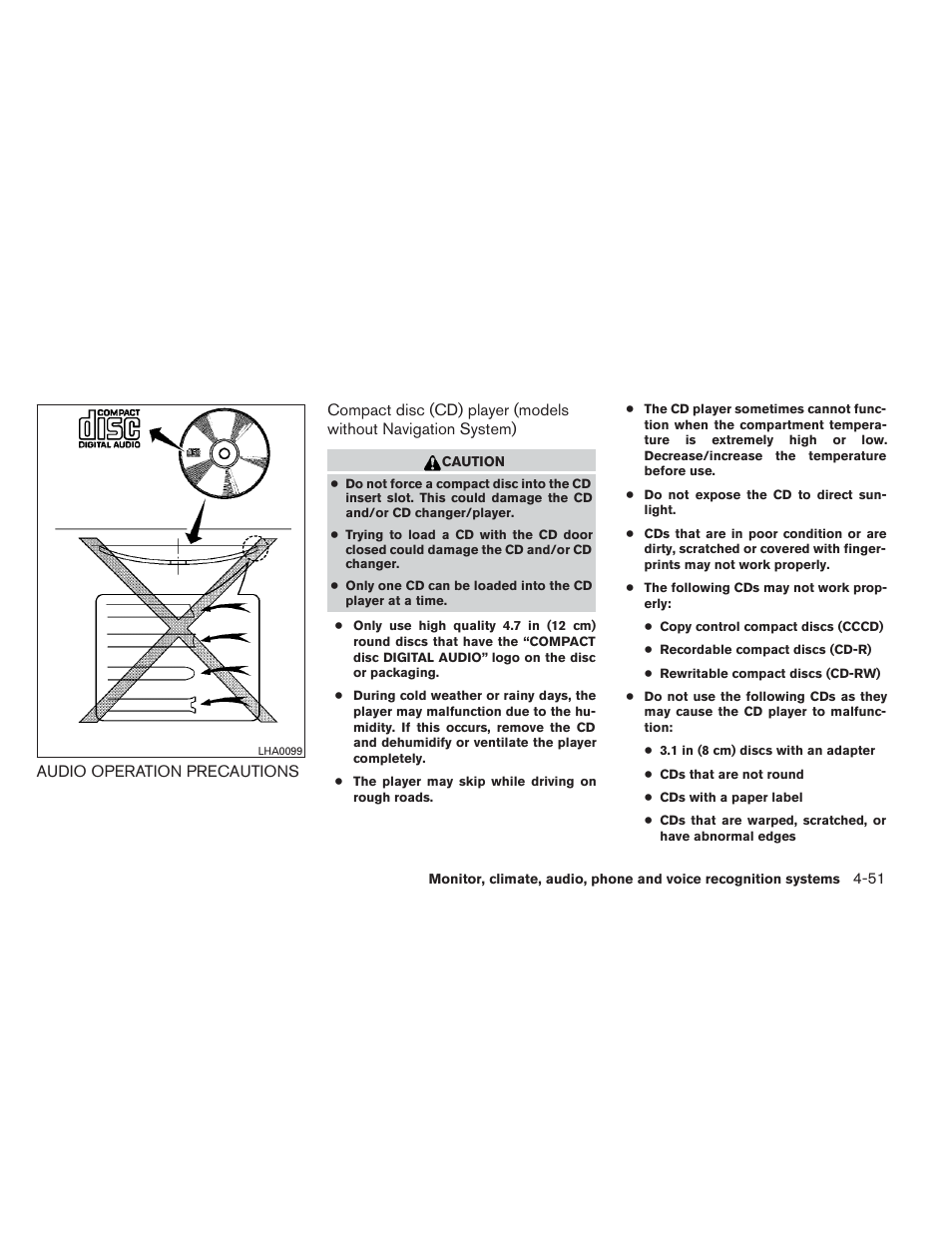 Audio operation precautions -51 | NISSAN 2014 Pathfinder - Owner's Manual User Manual | Page 242 / 492